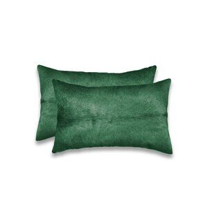 Natural Home Decor Torino Cowhide Pillow | 2-Piece | Verde | 12"x20"
